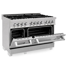 ZLINE 48" Professional Dual Fuel Range in DuraSnow® RAS-SN-48 - The Home Selection