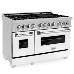 ZLINE 48" Professional Dual Fuel Range in DuraSnow® RAS-SN-48 - The Home Selection