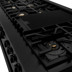 ZLINE 60" 7.4 cu. ft. Dual Fuel Range with Gas Stove and Electric Oven in Black Stainless Steel with Brass Burners (RAB-60) - The Home Selection
