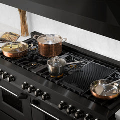 ZLINE 60" 7.4 cu. ft. Dual Fuel Range with Gas Stove and Electric Oven in Black Stainless Steel with Brass Burners (RAB-60) - The Home Selection