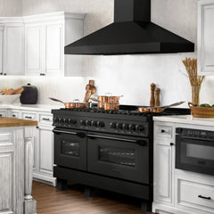 ZLINE 60" 7.4 cu. ft. Dual Fuel Range with Gas Stove and Electric Oven in Black Stainless Steel with Brass Burners (RAB-60) - The Home Selection
