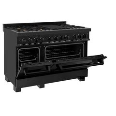 ZLINE 60" Dual Fuel Range with Gas Stove and Electric Oven in Black Stainless Steel with Brass Burners - RAB-60 - The Home Selection