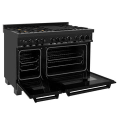 ZLINE 60" Dual Fuel Range with Gas Stove and Electric Oven in Black Stainless Steel with Brass Burners - RAB-60 - The Home Selection