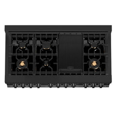 ZLINE 60" Dual Fuel Range with Gas Stove and Electric Oven in Black Stainless Steel with Brass Burners - RAB-60 - The Home Selection