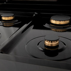 ZLINE 60" Dual Fuel Range with Gas Stove and Electric Oven in Black Stainless Steel with Brass Burners - RAB-60 - The Home Selection