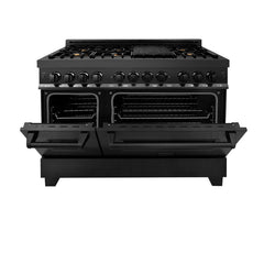 ZLINE 60" Dual Fuel Range with Gas Stove and Electric Oven in Black Stainless Steel with Brass Burners - RAB-60 - The Home Selection