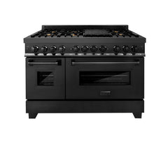 ZLINE 60" Dual Fuel Range with Gas Stove and Electric Oven in Black Stainless Steel with Brass Burners - RAB-60 - The Home Selection