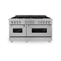 ZLINE 60-Inch 7.4 cu. ft. Electric Oven and Gas Cooktop Dual Fuel Range with Griddle and Brass Burners in Fingerprint Resistant Stainless - RAS-SN-BR-GR-60 - The Home Selection