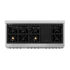 ZLINE 60-Inch 7.4 cu. ft. Electric Oven and Gas Cooktop Dual Fuel Range with Griddle and Brass Burners in Fingerprint Resistant Stainless - RAS-SN-BR-GR-60 - The Home Selection