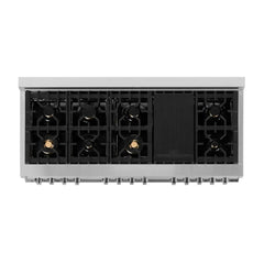 ZLINE 60-Inch 7.4 cu. ft. Electric Oven and Gas Cooktop Dual Fuel Range with Griddle and Brass Burners in Stainless Steel - RA-BR-GR-60 - The Home Selection
