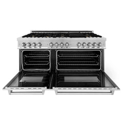 ZLINE 60-Inch 7.4 cu. ft. Electric Oven and Gas Cooktop Dual Fuel Range with Griddle and Brass Burners in Stainless Steel - RA-BR-GR-60 - The Home Selection