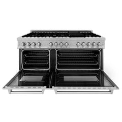 ZLINE 60-Inch Dual Fuel Range with 7.4 cu. ft. Electric Oven and Gas Cooktop and Griddle in DuraSnow Fingerprint Resistant Stainless Steel - RAS-SN-GR-60 - The Home Selection