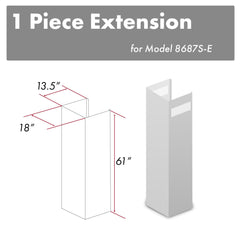 ZLINE 61" DuraSnow® Stainless Steel Chimney Extension for Ceilings up to 12.5 ft. - 8687S-E - The Home Selection