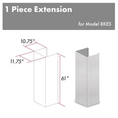 ZLINE 61" DuraSnow® Stainless Steel Chimney Extension for Ceilings up to 12.5 ft. - 8KES-E - The Home Selection