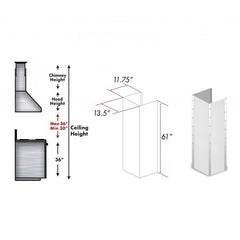 ZLINE 61" DuraSnow® Stainless Steel Extended Chimney and Crown - 655-4SSSS-30-304-E - The Home Selection