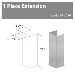 ZLINE 61" DuraSnow® Stainless Steel Extended Chimney and Crown - 8654-E - The Home Selection