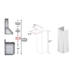 ZLINE 61" DuraSnow® Stainless Steel Extended Chimney and Crown - KB2-4SSXS-36-304-E - The Home Selection