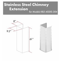 ZLINE 61" DuraSnow® Stainless Steel Extended Chimney and Crown - KB2-4SSXS-36-304-E - The Home Selection