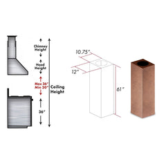 ZLINE 61" Hand Hammered Copper Finished Chimney Extension for Ceilings up to 12.5 ft. - 8GL2iH-E - The Home Selection