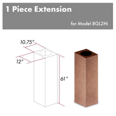 ZLINE 61" Hand Hammered Copper Finished Chimney Extension for Ceilings up to 12.5 ft. - 8GL2iH-E - The Home Selection