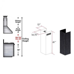 ZLINE 61" Wooden Chimney Extension for Ceilings up to 12.5 ft. - 349DD-E - The Home Selection