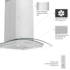 ZLINE Alpine Series Convertible Island Mount Range Hood in Stainless Steel - ALP70IS - The Home Selection