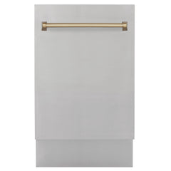 ZLINE Autograph Edition 18” Compact 3rd Rack Top Control Dishwasher in Stainless Steel with Accent Handle, 51dBa - DWVZ-304-18 - The Home Selection
