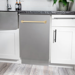 ZLINE Autograph Edition 18” Compact 3rd Rack Top Control Dishwasher in Stainless Steel with Accent Handle, 51dBa - DWVZ-304-18 - The Home Selection