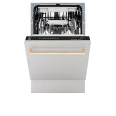ZLINE Autograph Edition 18” Compact 3rd Rack Top Control Dishwasher in Stainless Steel with Accent Handle, 51dBa - DWVZ-304-18 - The Home Selection