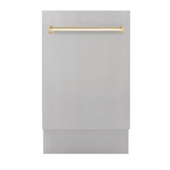 ZLINE Autograph Edition 18” Compact 3rd Rack Top Control Dishwasher in Stainless Steel with Accent Handle, 51dBa - DWVZ-304-18 - The Home Selection