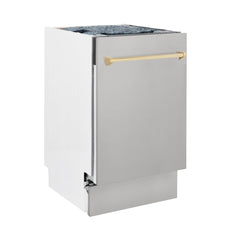 ZLINE Autograph Edition 18” Compact 3rd Rack Top Control Dishwasher in Stainless Steel with Accent Handle, 51dBa - DWVZ-304-18 - The Home Selection