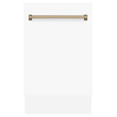 ZLINE Autograph Edition 18” Compact 3rd Rack Top Control Dishwasher in White Matte with Accent Handle, 51dBa - DWVZ-WM-18 - The Home Selection