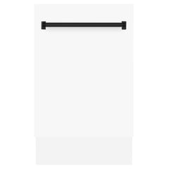 ZLINE Autograph Edition 18” Compact 3rd Rack Top Control Dishwasher in White Matte with Accent Handle, 51dBa - DWVZ-WM-18 - The Home Selection