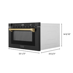ZLINE Autograph Edition 24" 1.2 cu. ft. Built-in Microwave Drawer in Black Stainless Steel and Champagne Bronze Accents (MWDZ-1-BS-H-CB) - The Home Selection