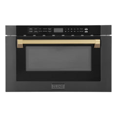 ZLINE Autograph Edition 24" 1.2 cu. ft. Built-in Microwave Drawer in Black Stainless Steel and Champagne Bronze Accents (MWDZ-1-BS-H-CB) - The Home Selection