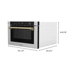ZLINE Autograph Edition 24" 1.2 cu. ft. Built-in Microwave Drawer with a Traditional Handle in Stainless Steel and Accents - MWDZ-1-H - The Home Selection