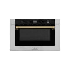 ZLINE Autograph Edition 24" 1.2 cu. ft. Built-in Microwave Drawer with a Traditional Handle in Stainless Steel and Accents - MWDZ-1-H - The Home Selection