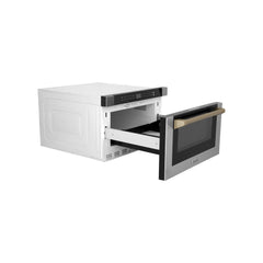 ZLINE Autograph Edition 24" 1.2 cu. ft. Built-in Microwave Drawer with a Traditional Handle in Stainless Steel and Accents - MWDZ-1-H - The Home Selection