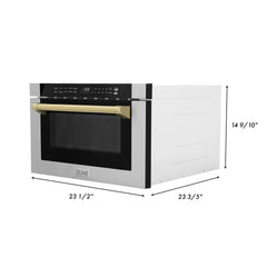 ZLINE Autograph Edition 24" 1.2 cu. ft. Built-in Microwave Drawer with a Traditional Handle in Stainless Steel and Accents - MWDZ-1-H - The Home Selection