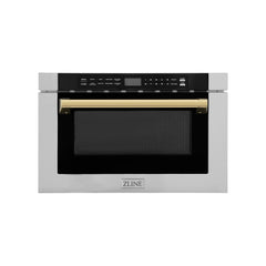 ZLINE Autograph Edition 24" 1.2 cu. ft. Built-in Microwave Drawer with a Traditional Handle in Stainless Steel and Accents - MWDZ-1-H - The Home Selection