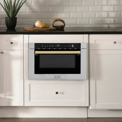 ZLINE Autograph Edition 24" 1.2 cu. ft. Built-in Microwave Drawer with a Traditional Handle in Stainless Steel and Accents - MWDZ-1-H - The Home Selection