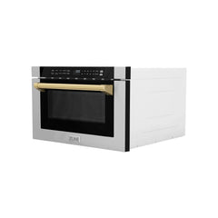 ZLINE Autograph Edition 24" 1.2 cu. ft. Built-in Microwave Drawer with a Traditional Handle in Stainless Steel and Accents - MWDZ-1-H - The Home Selection