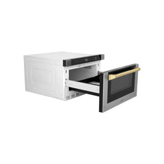 ZLINE Autograph Edition 24" 1.2 cu. ft. Built-in Microwave Drawer with a Traditional Handle in Stainless Steel and Accents - MWDZ-1-H - The Home Selection