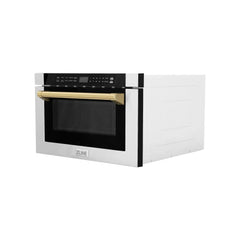 ZLINE Autograph Edition 24" 1.2 cu. ft. Built-in Microwave Drawer with a Traditional Handle in Stainless Steel and Accents - MWDZ-1-H - The Home Selection