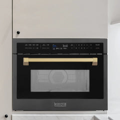ZLINE Autograph Edition 24" 1.6 cu ft. Built-in Convection Microwave Oven in Black Stainless Steel and Champagne Bronze Accents (MWOZ-24-BS-CB) - The Home Selection