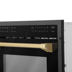 ZLINE Autograph Edition 24" 1.6 cu ft. Built-in Convection Microwave Oven in Black Stainless Steel and Champagne Bronze Accents (MWOZ-24-BS-CB) - The Home Selection