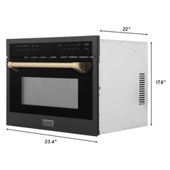 ZLINE Autograph Edition 24" 1.6 cu ft. Built-in Convection Microwave Oven in Black Stainless Steel and Champagne Bronze Accents (MWOZ-24-BS-CB) - The Home Selection