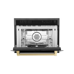 ZLINE Autograph Edition 24" 1.6 cu ft. Built-in Convection Microwave Oven in Black Stainless Steel and Champagne Bronze Accents (MWOZ-24-BS-CB) - The Home Selection