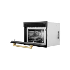 ZLINE Autograph Edition 24" 1.6 cu ft. Built-in Convection Microwave Oven in Black Stainless Steel and Champagne Bronze Accents (MWOZ-24-BS-CB) - The Home Selection