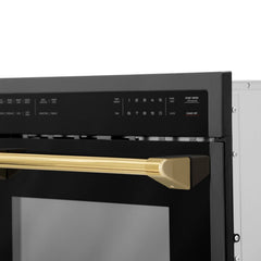 ZLINE Autograph Edition 24" 1.6 cu ft. Built-in Convection Microwave Oven in Black Stainless Steel and Gold Accents (MWOZ-24-BS-G) - The Home Selection